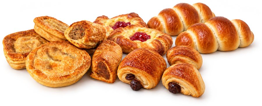 Meat pies, sausage rolls and savoury pastries from the Cowley bakery.