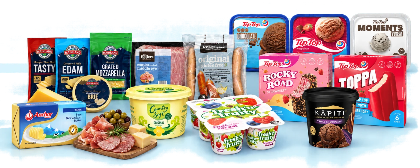 Chilled and frozen lines ACS distributes: Mainland Tasty, Edam, grated mozzarella and brie, Anchor butter, Country Soft spread, a board of cheese and cured meats, Fresh n Fruity yoghurt, Kāpiti triple chocolate, Hellers manuka smoked bacon and gluten free sausages, and Tip Top chocolate, Neapolitan, Moments, Rocky Road and Toppa ice cream.