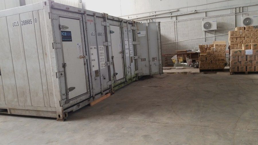 Refrigerated container units used for chilled and frozen storage.